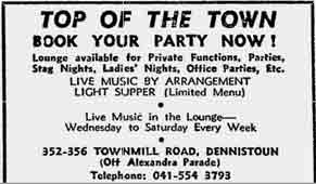 Top of the Town Advert 1975